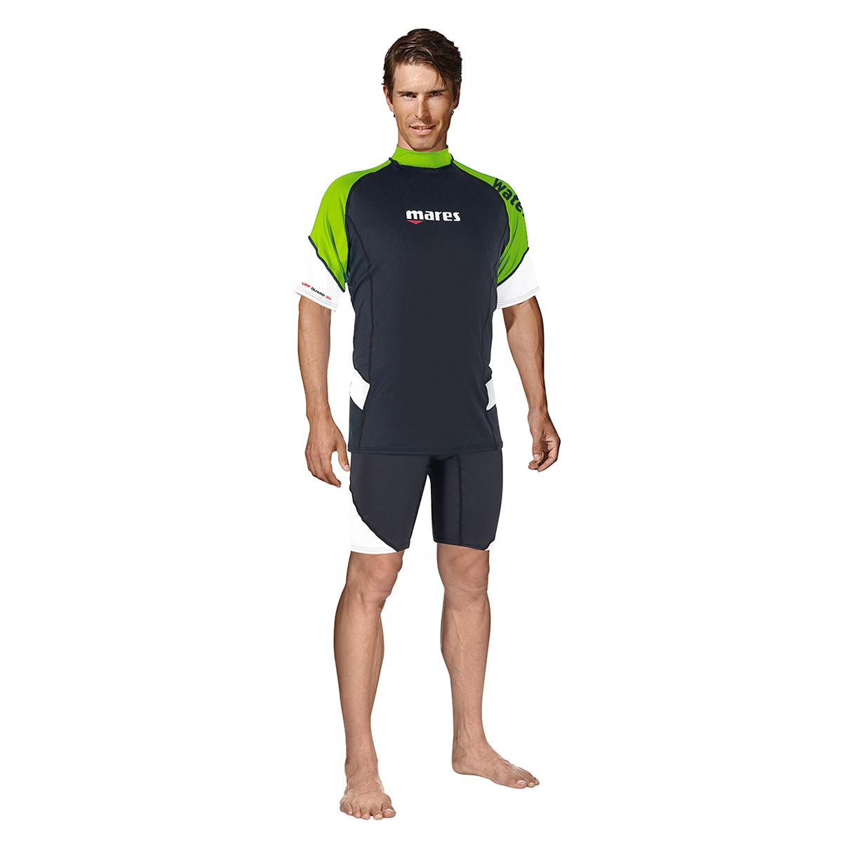 Rash guard loose fit a manica corta uomo Mares - NERO - VERDE