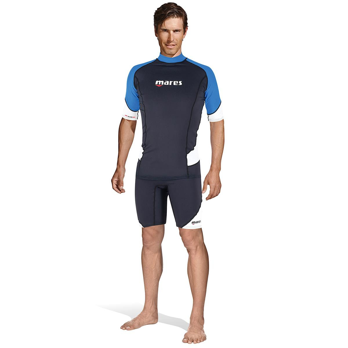 Rash guard TRILASTIC maniche corte Mares - NERO-BLU