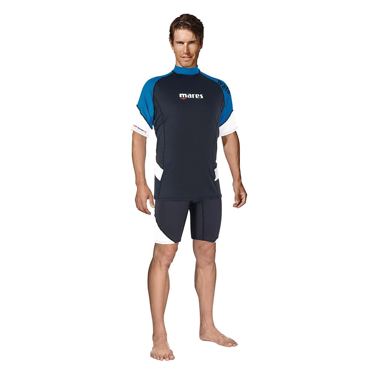 Rash guard loose fit a manica corta uomo Mares - NERO-BLU