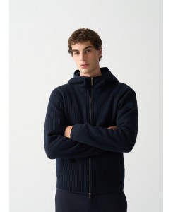 Colmar Ribbed hoodie with zip for men 4495R 8YR - 68 NAVY