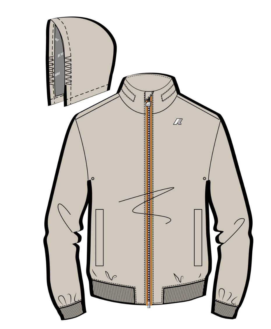 K-Way Short Jacket for Men ARSENE STRETCH DOT K3157BW - 634 BEIGE LT