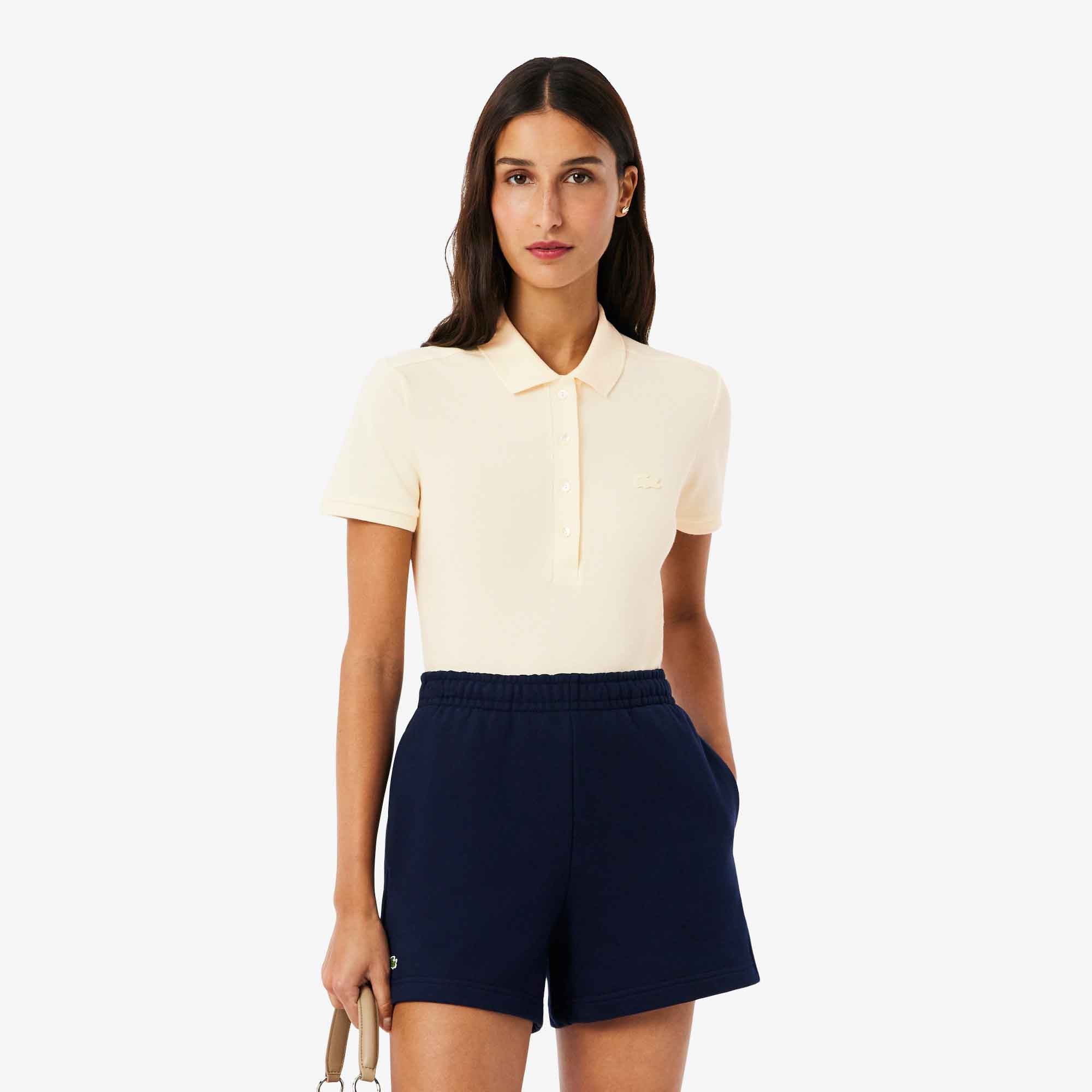 Lacoste slim fit stretch cotton piqué polo shirt for women PF5462 - S7G Lemon Beige