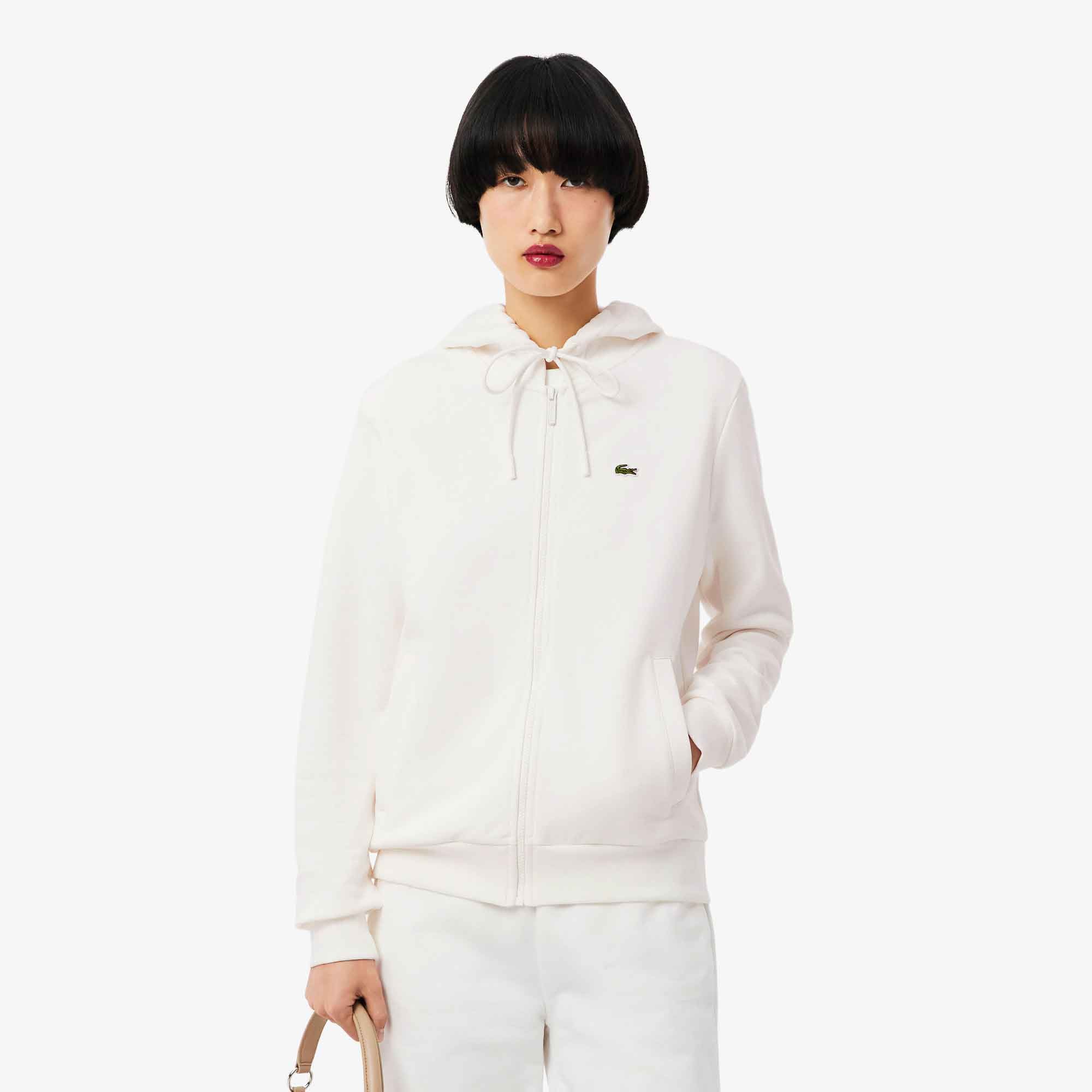 Lacoste Fleece zip-up hoodie for Women SF5256 - 70V Bianco