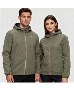 K-Way Unisex JAKE COTTON REVERSIBLE Jacket K51337W - C44 Green Lichen - Blue