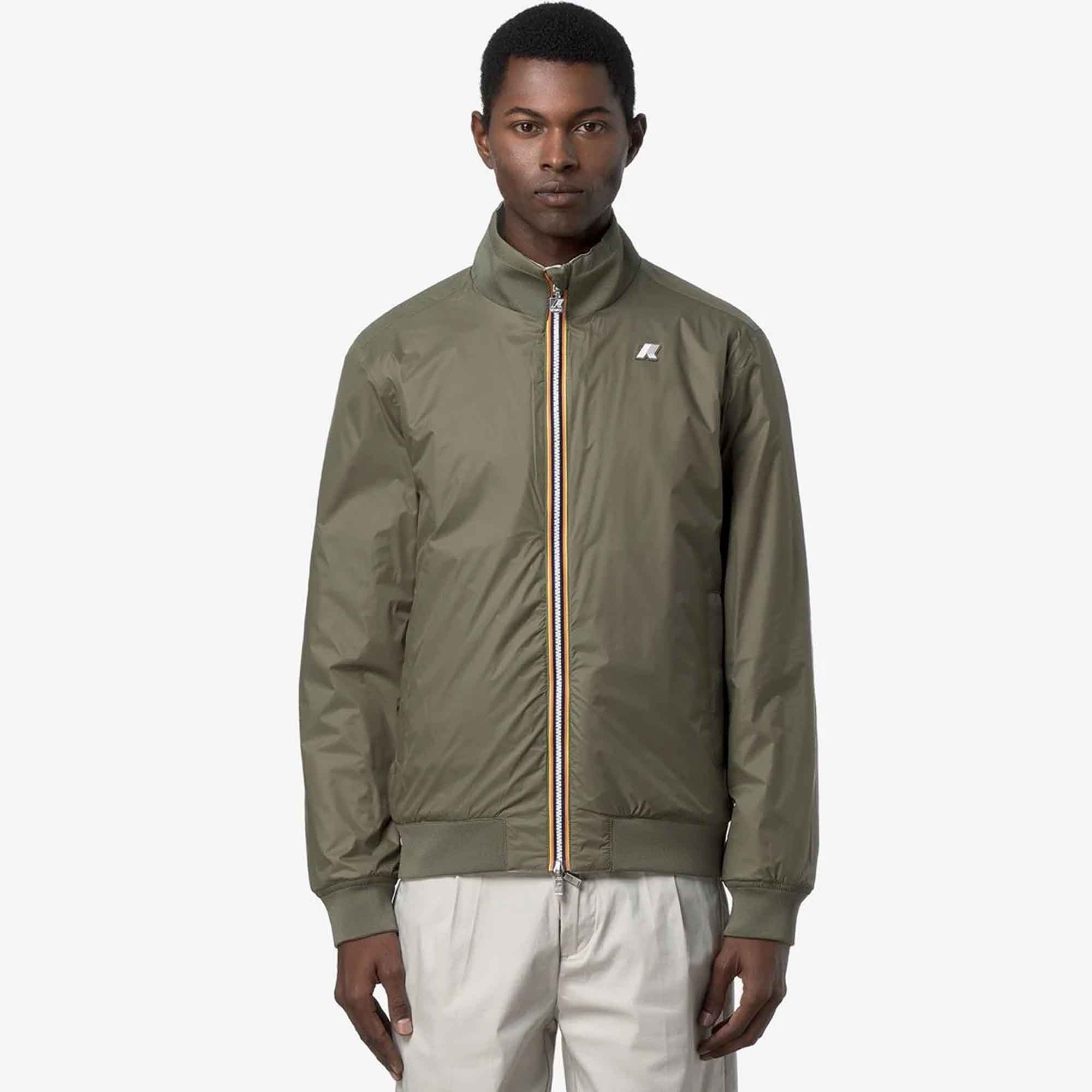 K-Way Arsene Cotton Reversible Jacket for Men K8135PW - B0T Blue Depth - Green Lichen