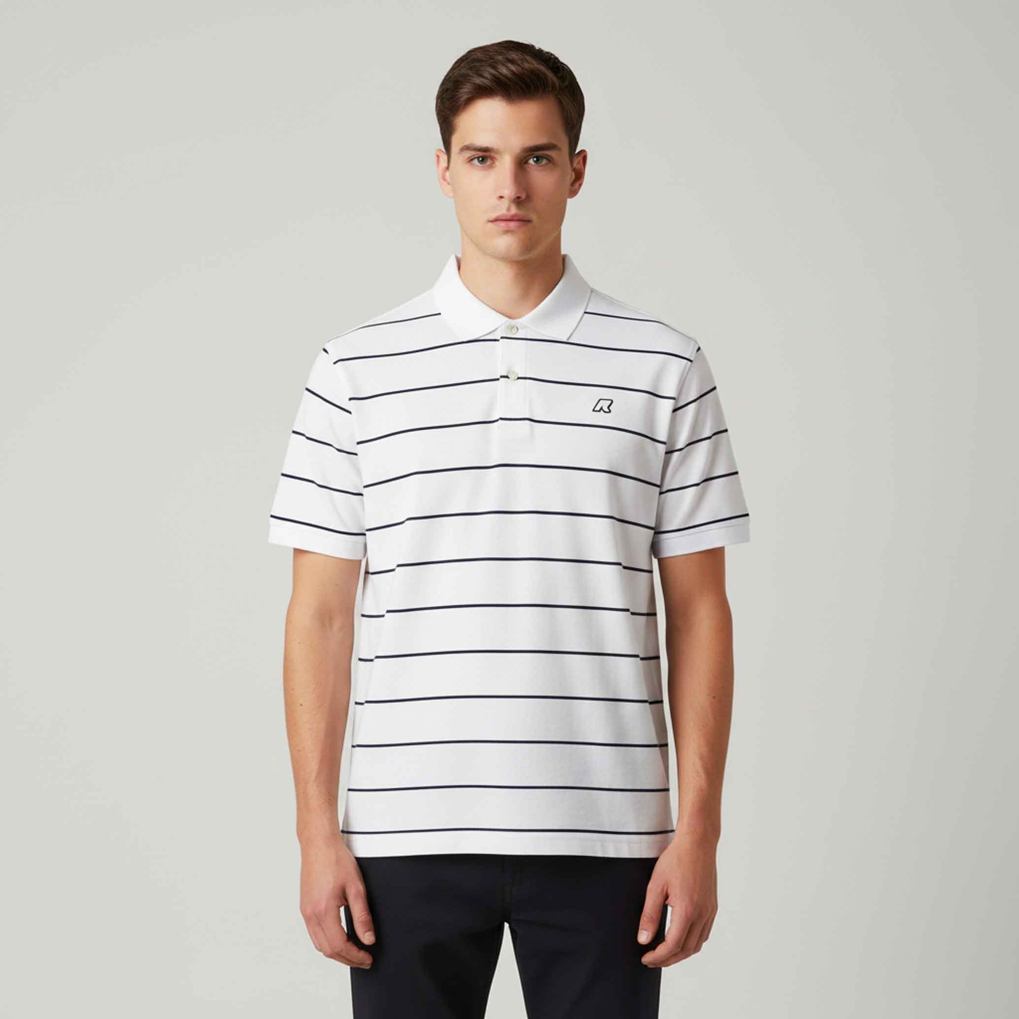 K-Way Valar Slimline Polo shirt for men K2145GW - ALD WHITE-BLUE DEPTH