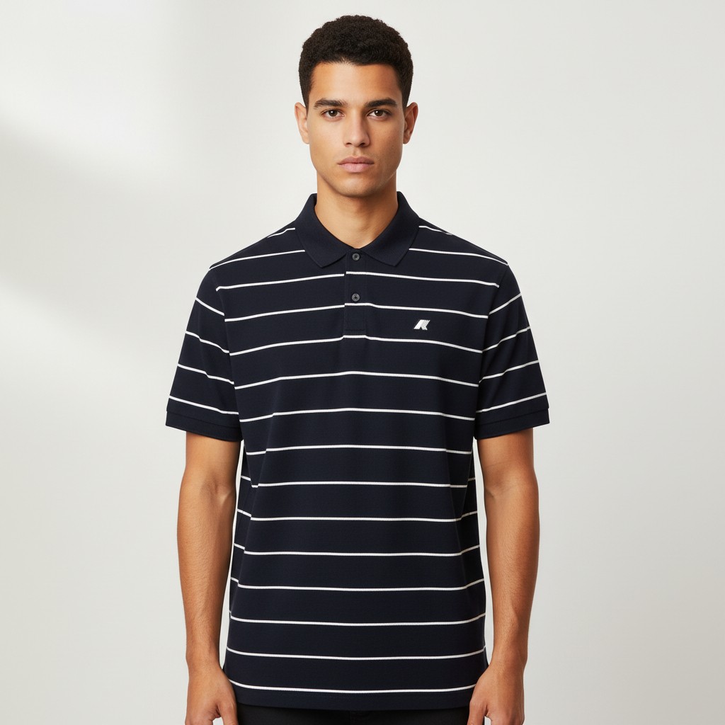 K-Way Valar Slimline Polo shirt for men K2145GW - ALC Blue Depth - White