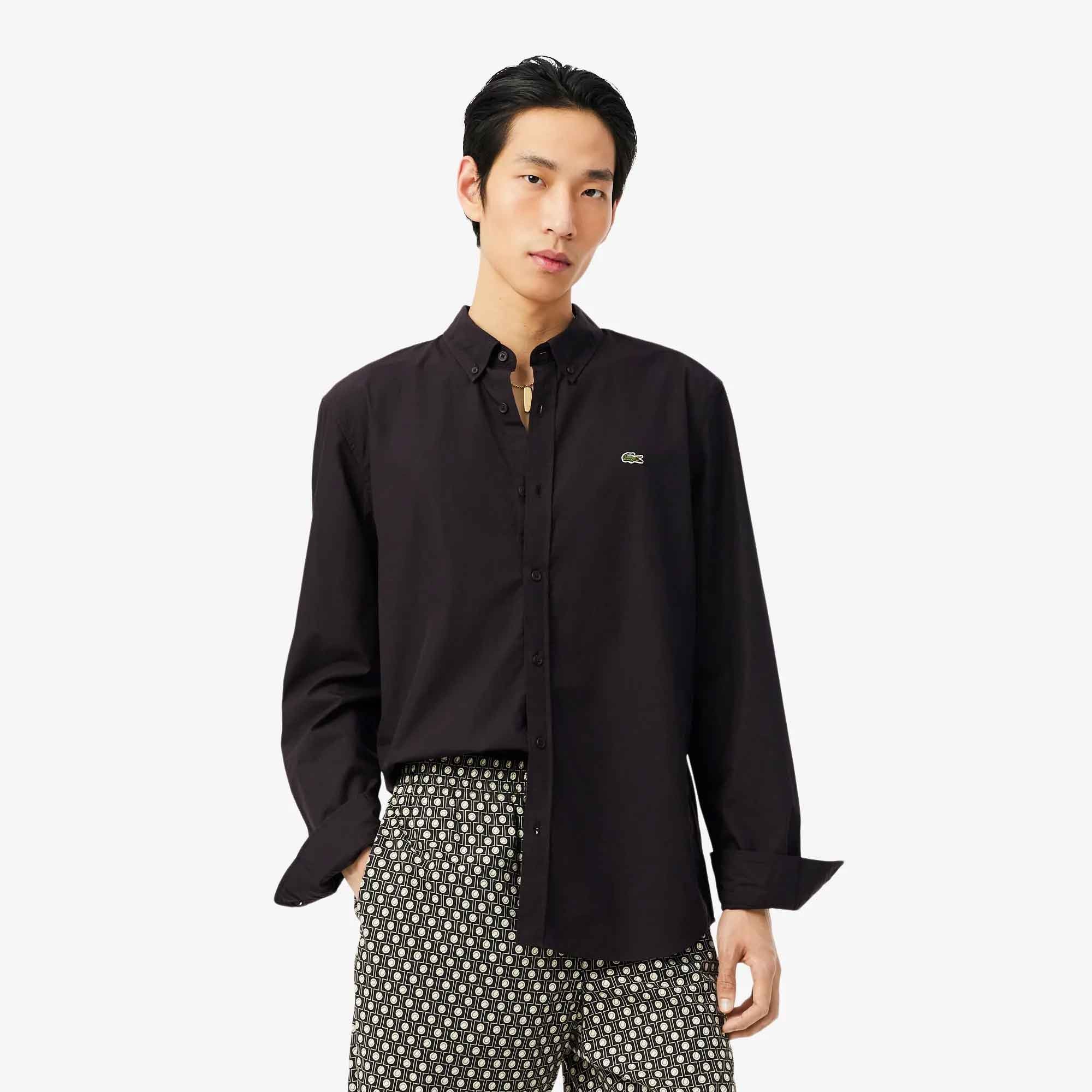 Camicia regular fit in popeline elasticizzato Lacoste CH2316 - 3LA Marrone