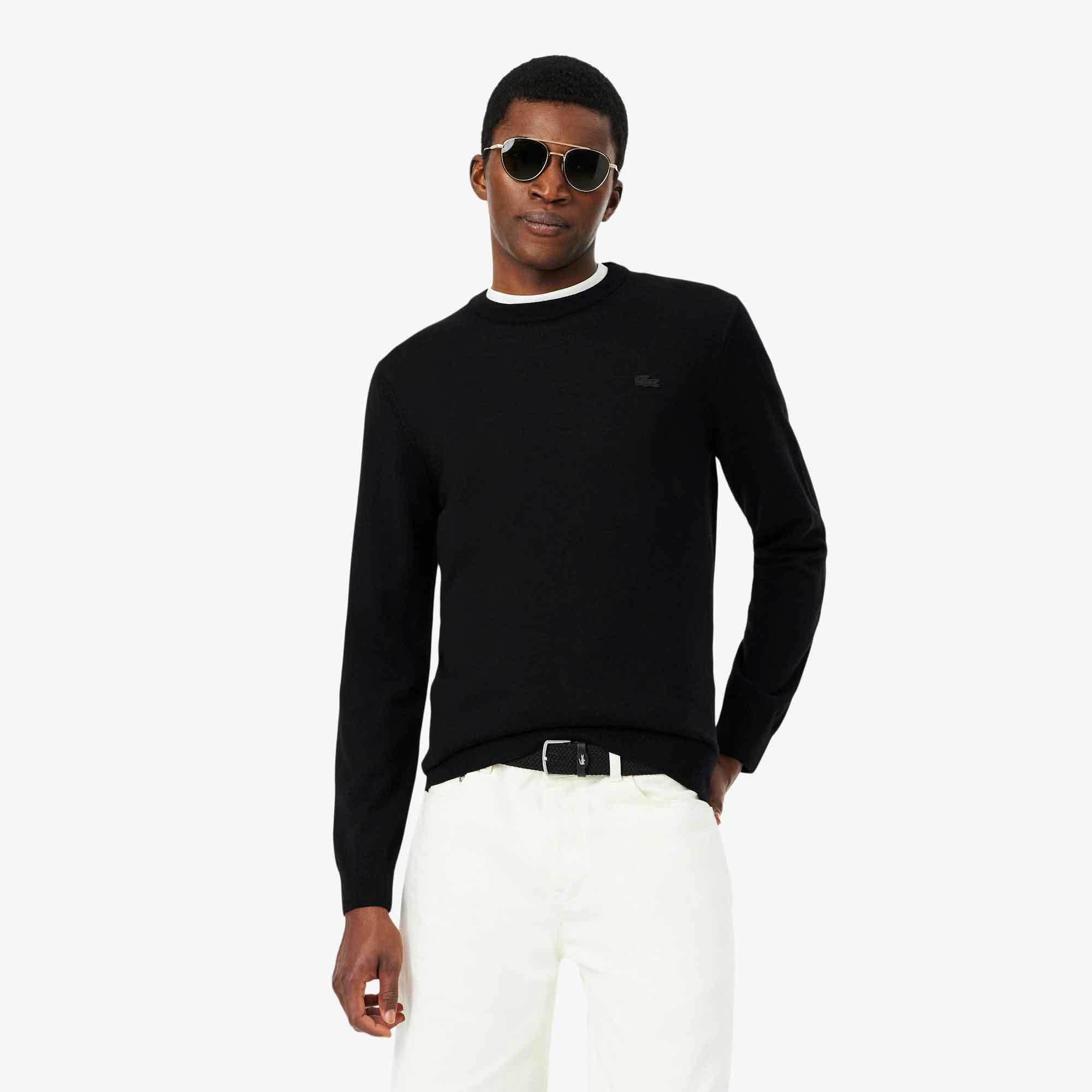 Lacoste Merino Wool Crew Neck Sweater for Men AH1969 - 031 NOIR